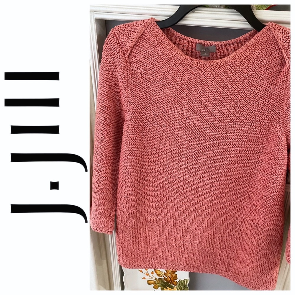 J. Jill peachy pink chunky cable knit sweater. Size small.